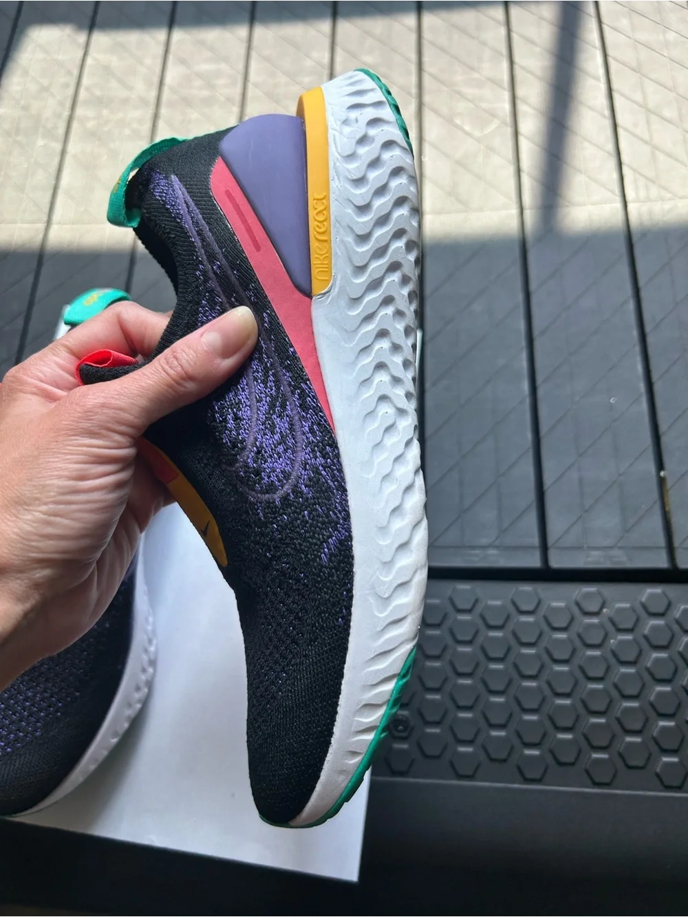 Nike Black Purple Phantom Run Flyknit React Sneakers